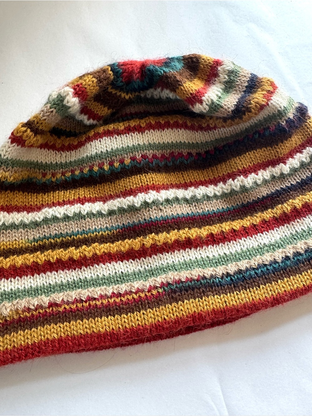 Turtle Fur 100% Alpaca Colorful Stripe Knit Beanie Outdoor Fall Winter - Picture 6 of 8